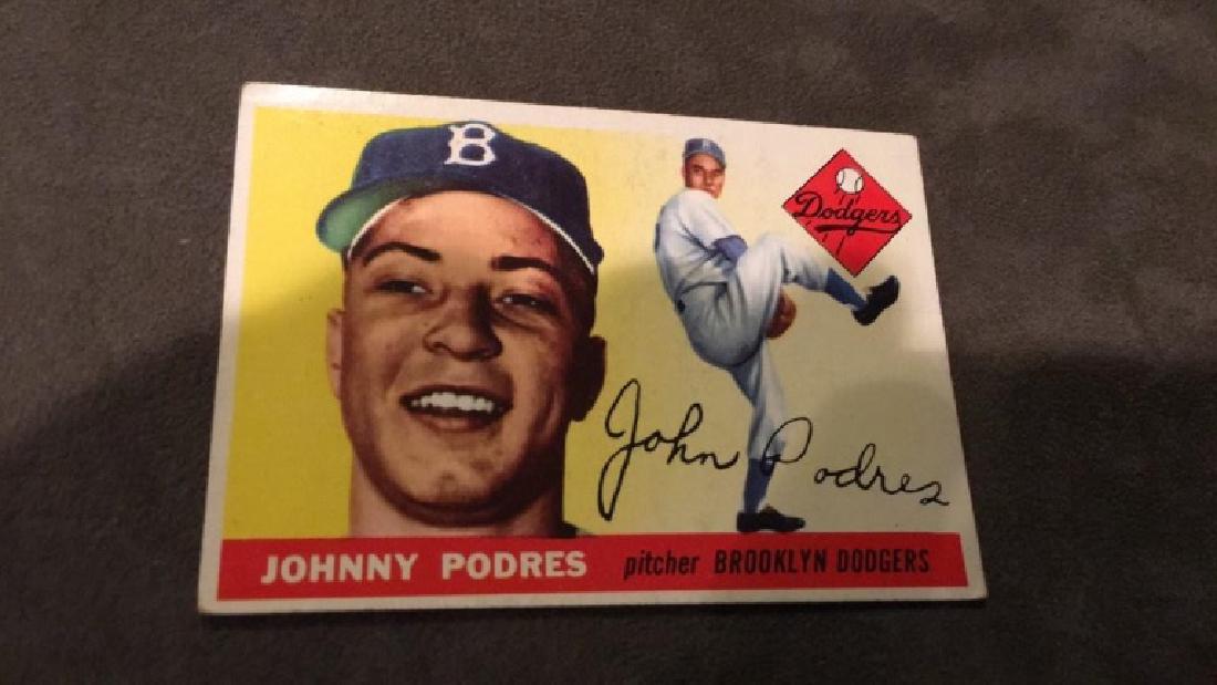 Johnny Podres 1955 tops vintage baseball card (1 of 3)