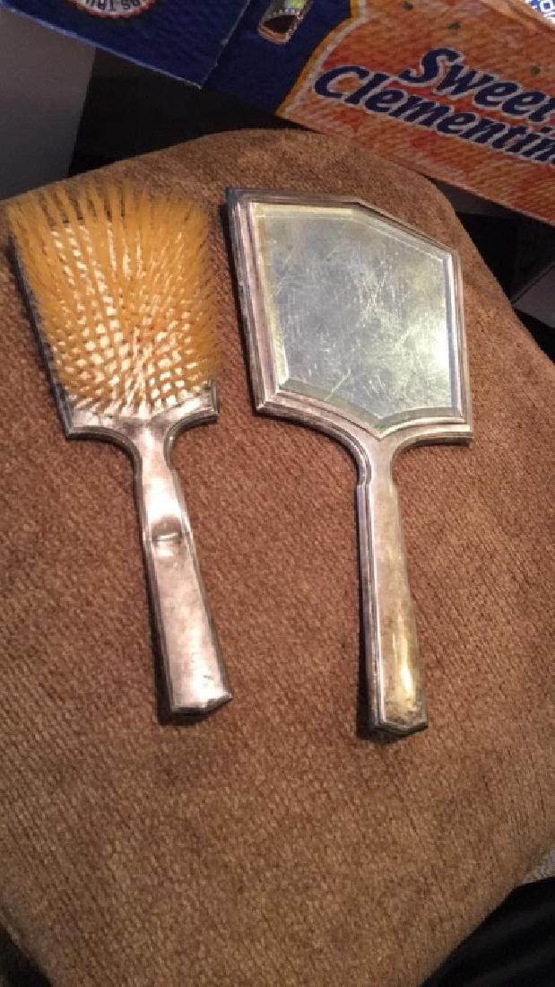 Vintage brush and mirror silver antique: Vintage brush and mirror silver antique
