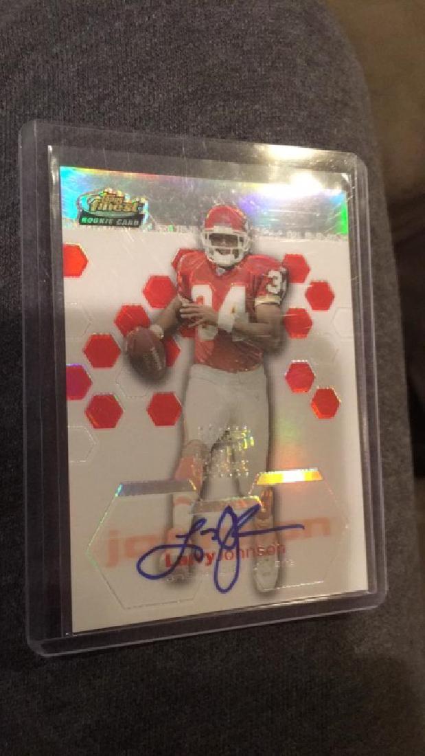 Larry Johnson 2003 Finest refractor auto /199: Larry Johnson 2003 Finest refractor auto /199