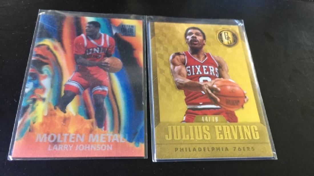 Larry Johnson Clearmeadow molten metal insert: Julius Erving gold standard short print/79