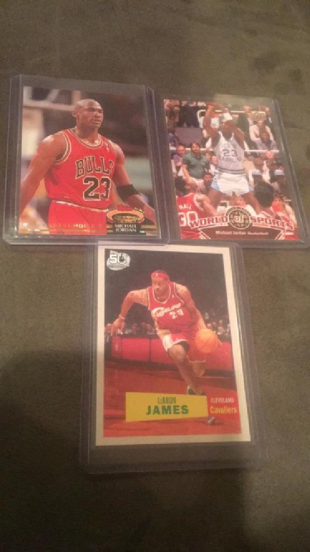 Michael Jordan LeBron James three card lot (1 of 1)