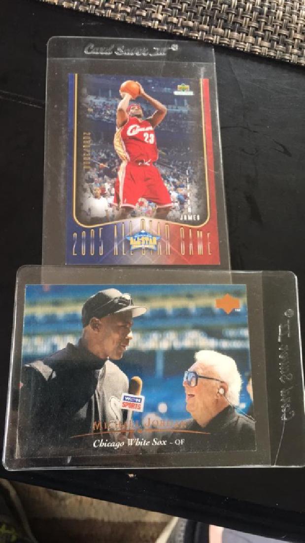 LeBron James up with a collectible/3000 SP card: Michael Jordan baseball rookie