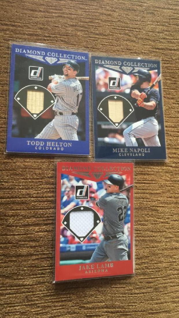 2017 Donruss 3 card Game used bat and jersey lot: (1 of 3)