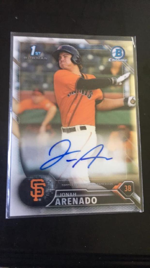 Jonah Arenado 2016 bowman chrome auto (1 of 1)