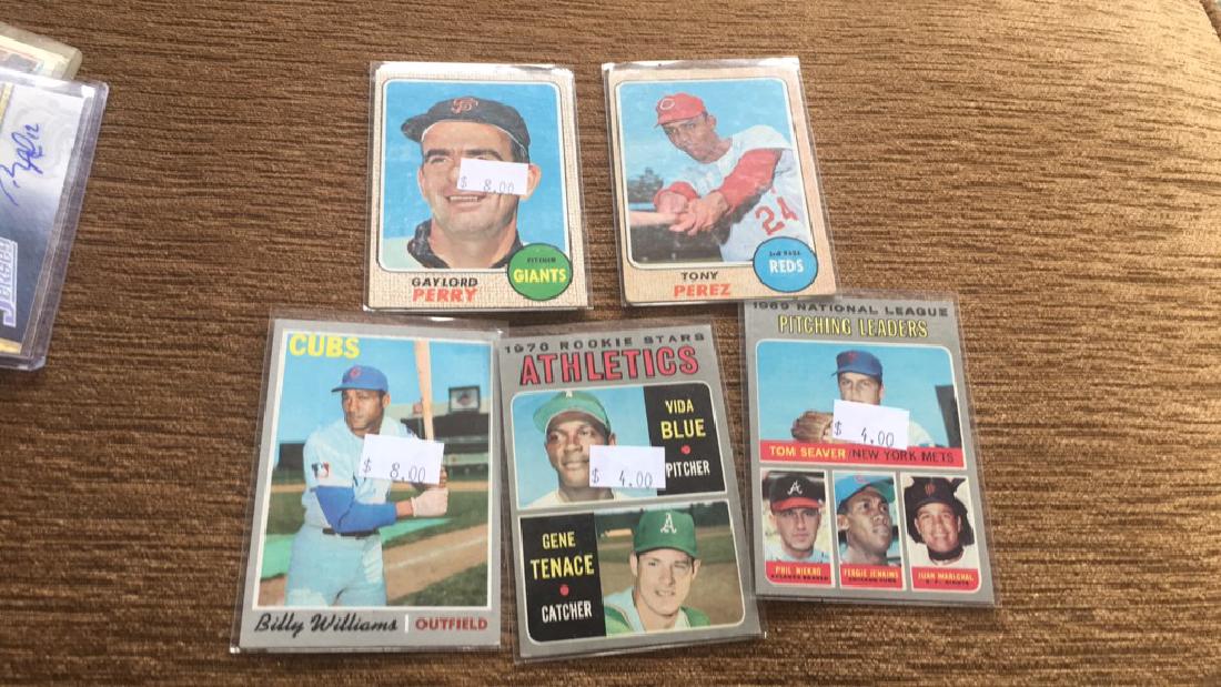 1968 tops Gaylord Perry and Tony Perez 1970 tops: vita blue rookie Billy Williams and Tom Seaver pitching leaders
