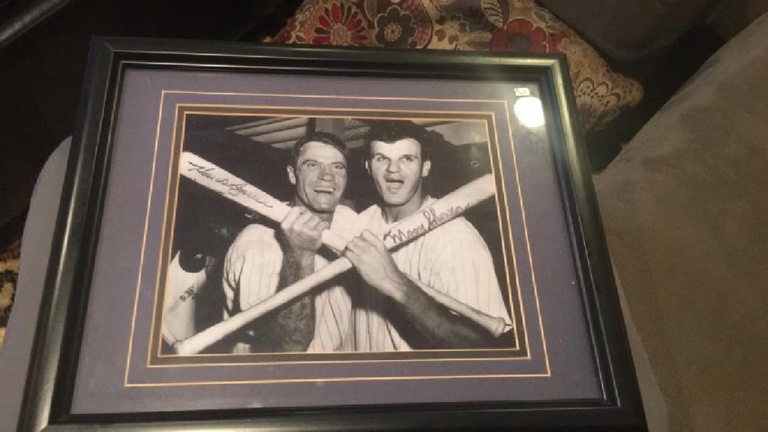 Hank Bauer Moose Skowron dual autograph framed (1 of 3)
