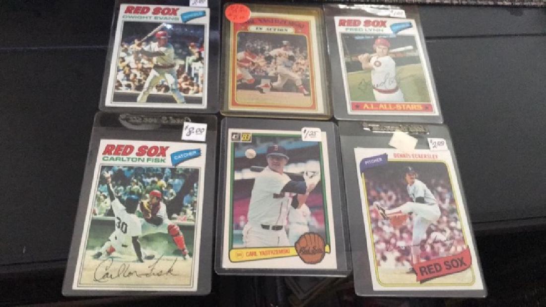 Nice six card Boston Red Sox star vintage lot: Yastrzemski Carlton Fisk Dennis Eckersley Fred Lynn Dwight Evans