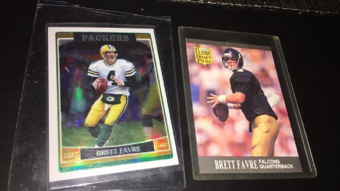 Brett Favre RC card and Topps chrome refractor (1 of 1)