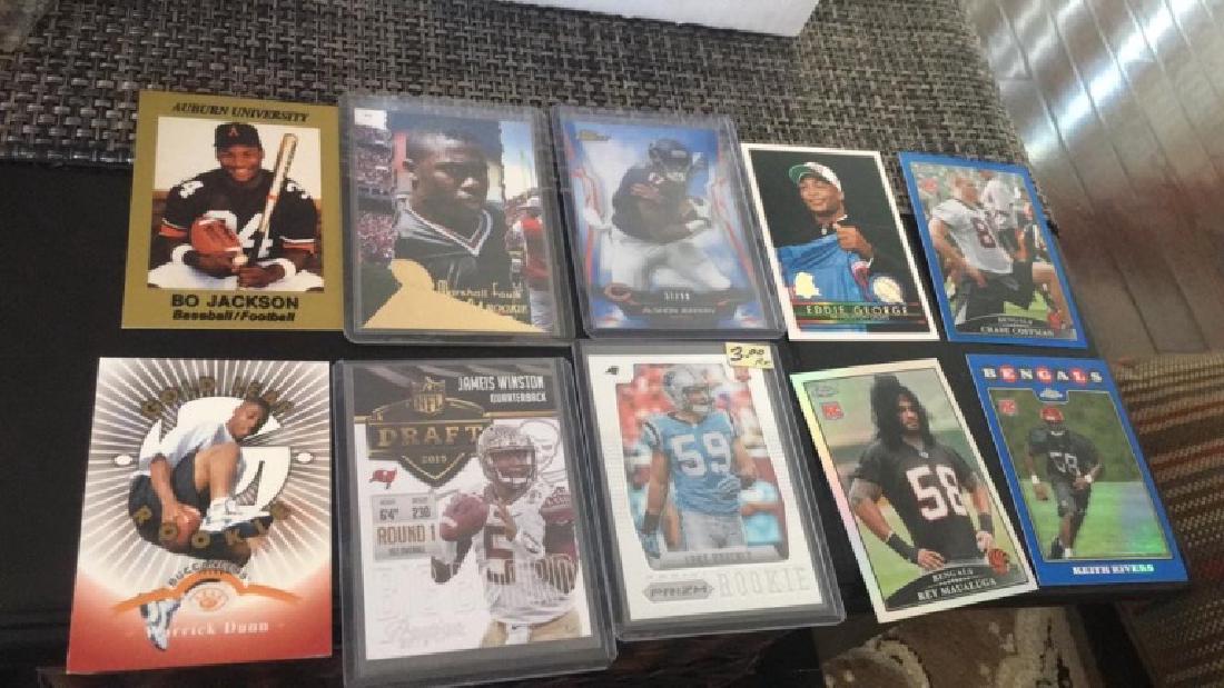 10 card rookie football card lot numbered sure: print Eddie George Marshall Faulk Winston Luke Kuechly bo Jackson