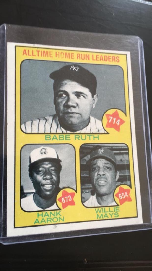 1973 Topps #1 All-Time Home Run Leaders Babe Ruth: Hank Aaron Willie Mays
