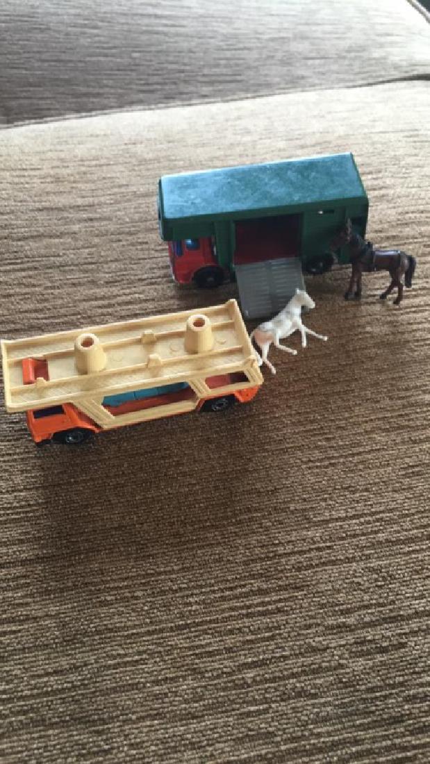 Lesney car transporter and horsebox: Lesney car transporter and horsebox