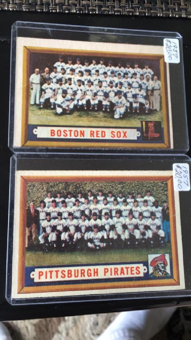 1957 Topps Team Card lot Red Sox and Pirates (1 of 2)