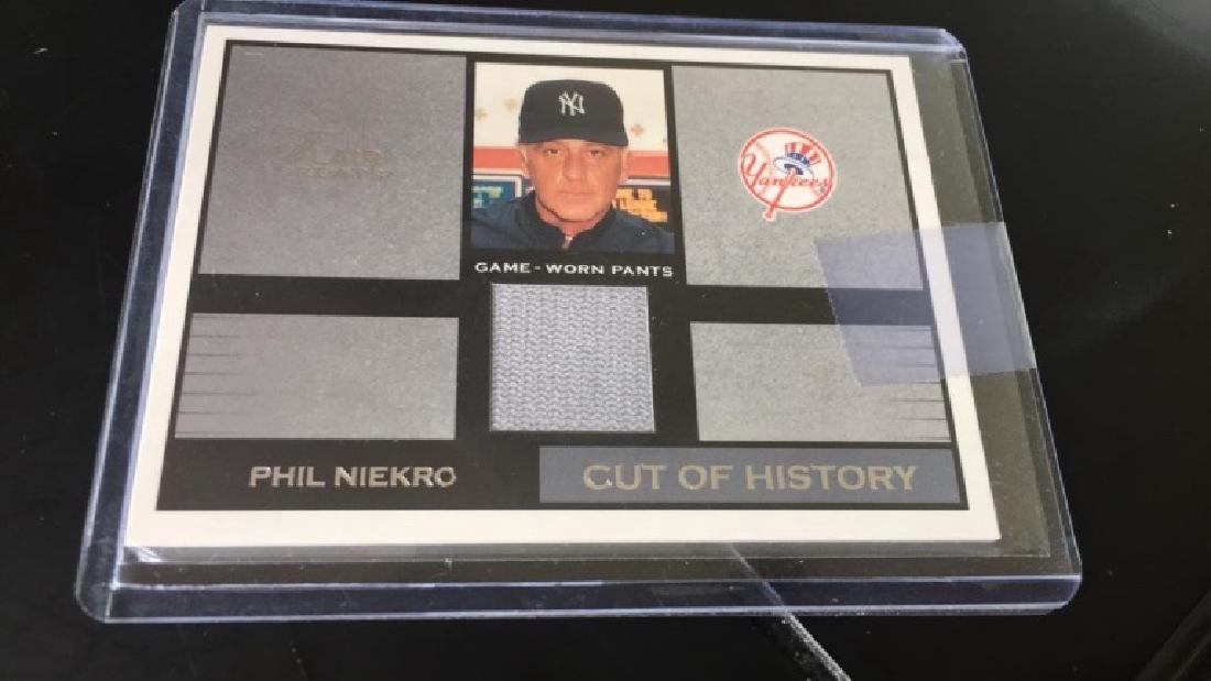 Phil Niekro cut of history jersey card: Phil Niekro cut of history jersey card