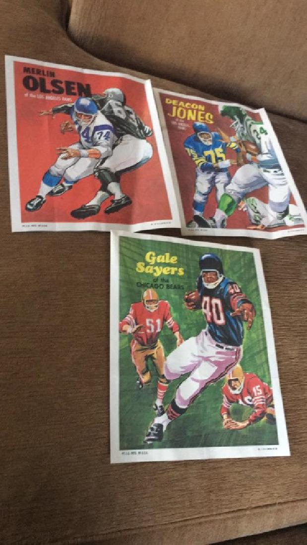 1970 tops vintage football poster lot Gale Sayers: merlin Olson Deacon Jones