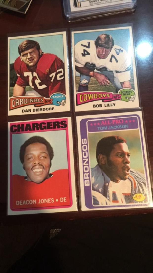 Four card vintage football lot Dan Dierdorf Bob: Lilly Deacon Jones tom Jackson