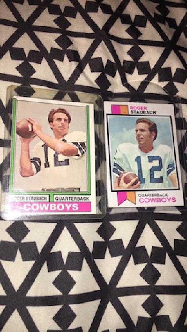 Roger Staubach 1973 and 1974 Tops football cards (1 of 4)