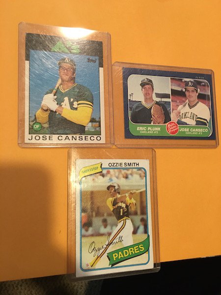 Jose Canseco Topps Traded rc and Fleer prospect RC and: You get all 3 Cards pictured