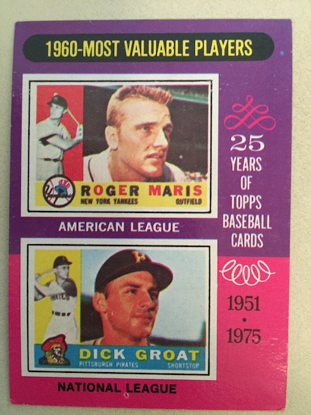 1975 Topps #198 1960 MVP Roger Maris Dick Groat: 1975 Topps #198 1960 MVP Roger Maris Dick Groat