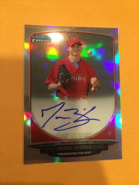 2013 Bowman Chrome Refractor Auto Rc Jesse Biddle (1 of 1)
