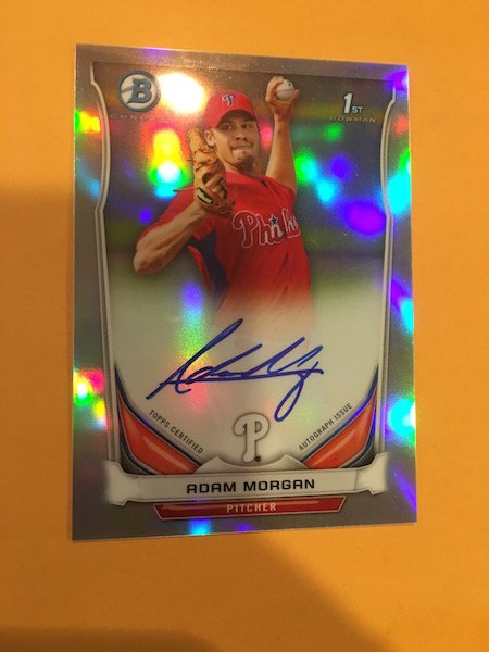 ADAM MORGAN PHILLIES 2014 BOWMAN CHROME AUTO AUTOGRAPH (1 of 2)
