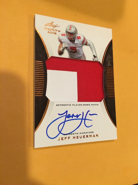 Jeff Heuerman 2015 Leaf Trinity 2 Clr Patch Auto Ohio (1 of 2)