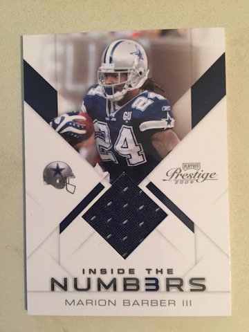Marion Barber 2009 Playoff Prestige SP Jersey Card: Marion Barber 2009 Playoff Prestige SP Jersey Card 053/100