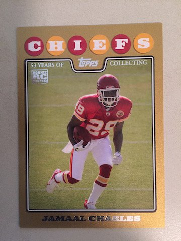 Jamaal Charles 2008 Topps Rookie Gold Parallel Card (1 of 1)