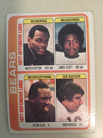 1977 Bears Leaders 1978 Topps # 504 Walter Payton (1 of 1)