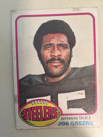 Mean Joe Greene 1976 Topps #245: Dinged Corners Scattered Mold Marks Due to Water Staining