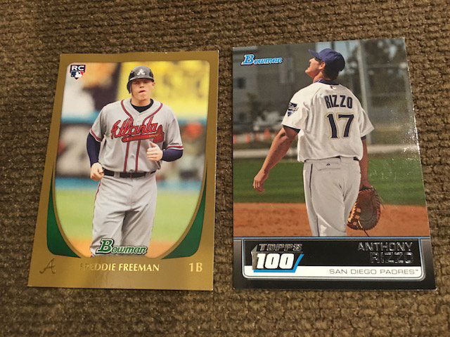 Freddie Freeman Bowman Gold rc and Anthony Rizzo RC Lot (1 of 2)