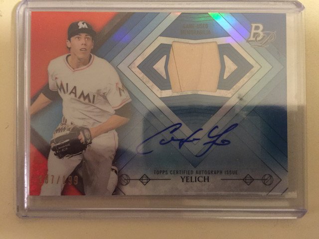 Christian Yelich  2014 Bowman Platinum Autograph Bat (1 of 1)