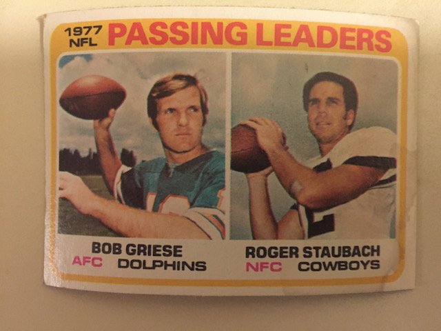 Bob Griese Roger Staubach 1978 Topps 1977 Passing (1 of 1)