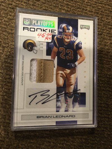 Brian Leonard 2007 Playoff RC Patch Auto /25: Brian Leonard 2007 Playoff RC Patch Auto /25