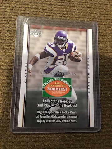 Adrian Peterson Upper Deck 2007 Upper Deck RC: Adrian Peterson Upper Deck 2007 Upper Deck RC