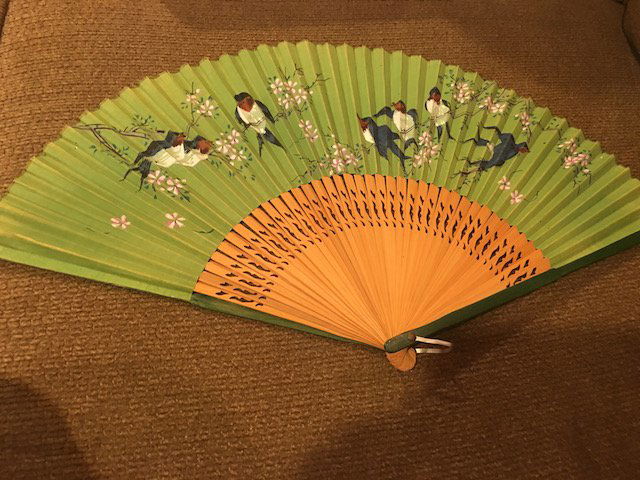 Vintage Handheld Folding Chinese Fan Birds (1 of 2)