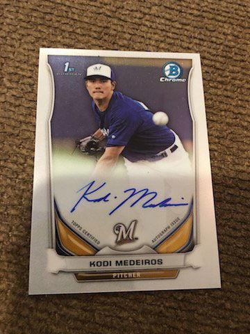 2014 BOWMAN CHROME AUTO KODI MEDEIROS BREWERS (1 of 2)