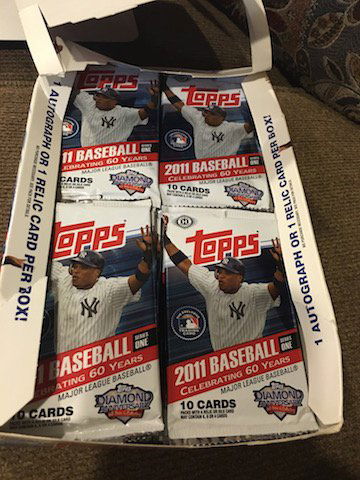 2011 Topps OPENED Pack Lot wax box filled with Already: 2011 Topps OPENED Pack Lot wax box filled with Already opened Packs nice starter set builder