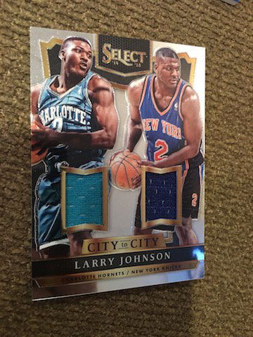 2015-2016 PANINI SELECT CITY TO CITY LARRY JOHNSON DUAL: 2015-2016 PANINI SELECT CITY TO CITY LARRY JOHNSON DUAL JERSEY/149 HORNETS KNICK
