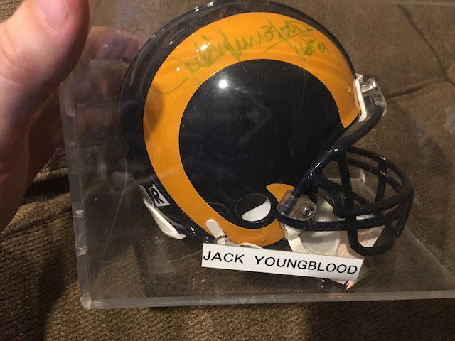 Jack Youngblood Signed LA Rams Mini Helmet W/"HOF 01" (1 of 3)