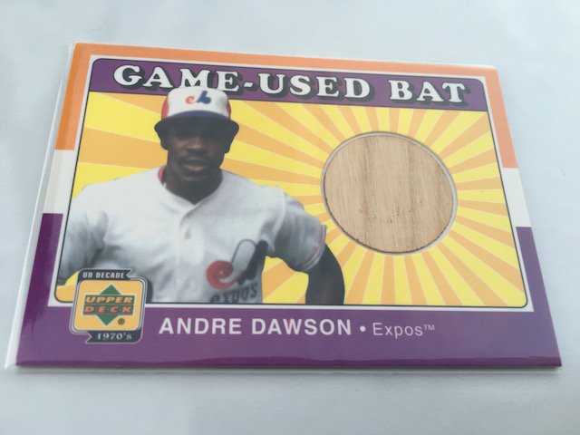 Andre Dawson 2001 Upper Deck  Game Used Bat Card (1 of 2)