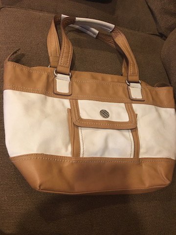 liz claiborne White and Brown tote: liz claiborne White and Brown tote