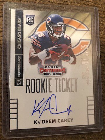 2014 Contenders Kadeem Carey Rookie Ticket Auto Bears (1 of 2)