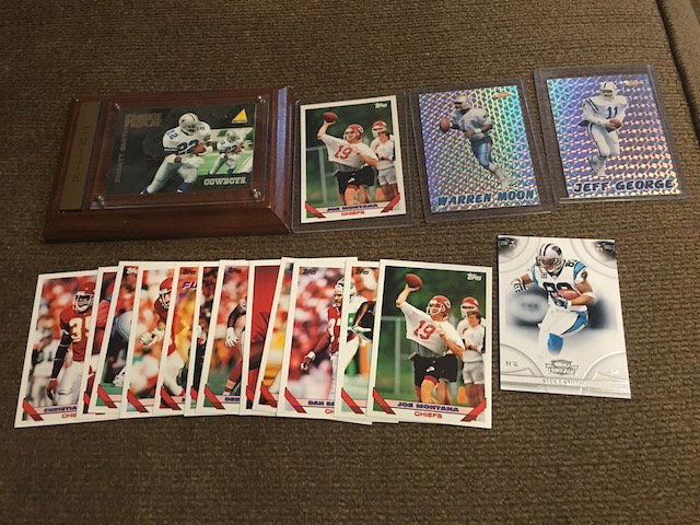 Emmitt Smith Plaque with a football card Lot and Chiefs (1 of 3)