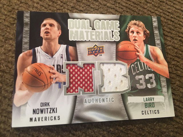 Larry Bird Dirk Nowitski 2009-10 Dual Game Used Jersey (1 of 2)