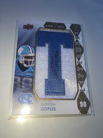 QUINTON COPLES 2012 UPPER DECK "LETTERMEN" AUTOGRAPH RC (1 of 2)