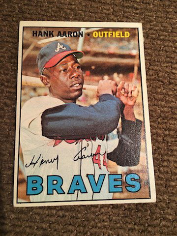 Hank Aaron 1967 Topps Vintage Baseball Card Paper Loss (1 of 2)