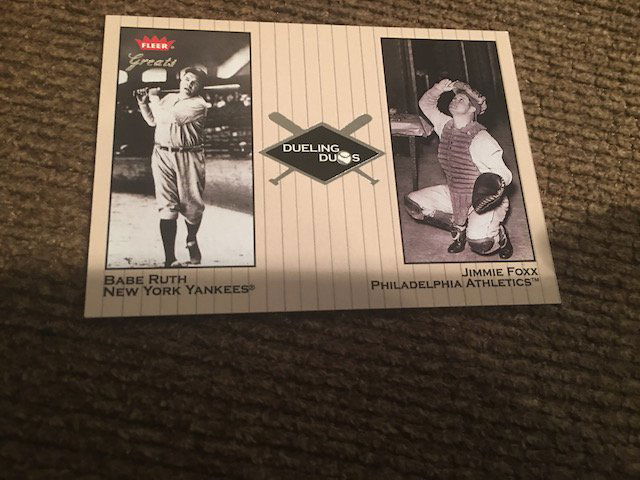 Babe Ruth Jimmie Foxx 2002 Fleer Greats Dueling Duos (1 of 2)