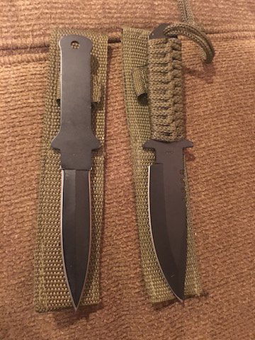 Lot of 2 Throwing Knifes with Green Sheaths (1 of 2)