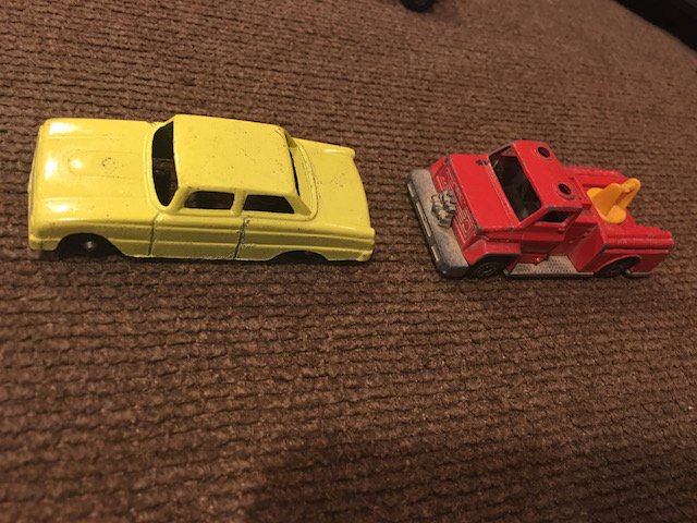 Vintage Tootsie Toy Yellow Near Mint and Lesney No13: Vintage Tootsie Toy Yellow Near Mint and Lesney No13 Snorkel Fire Engine 1977