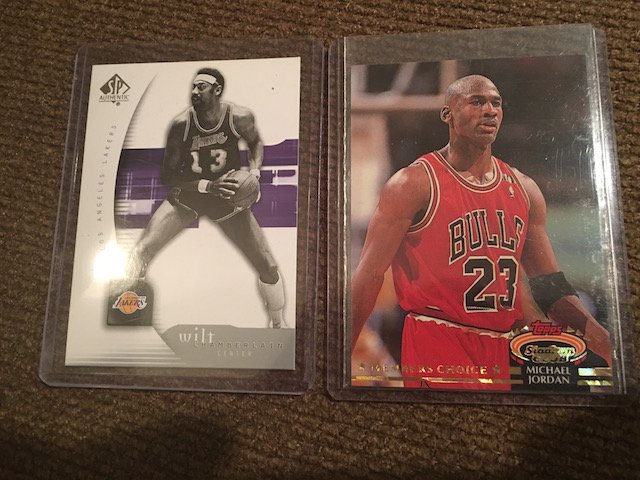 SP Wilt Chamberlain UD #39 & Topps Michael Jordan #210: SP Wilt Chamberlain UD #39 & Topps Michael Jordan #210 Sports Combo Card